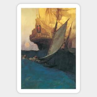 Attack on a Galleon by Howard Pyle Sticker